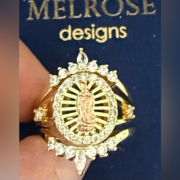 Gold Plated Stackable Rings w/ Design of the Virgin Mary - Picture 2 of 7